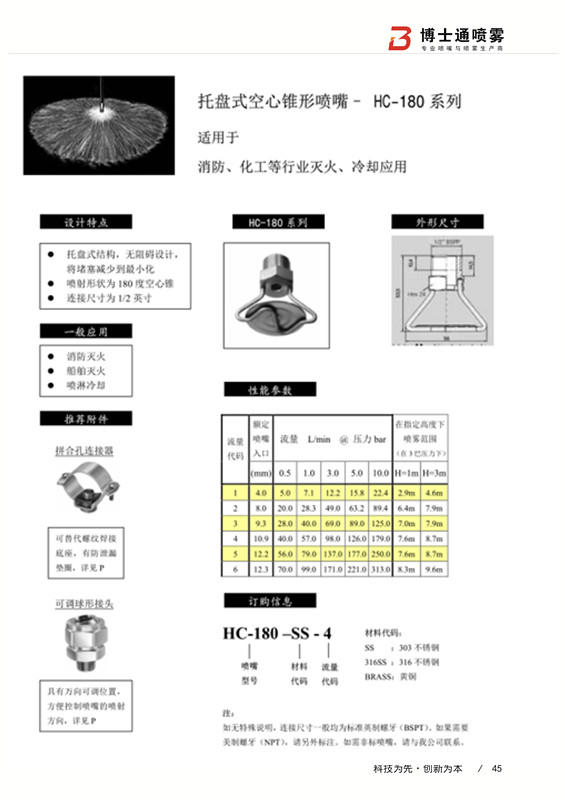 托盘式空心锥喷嘴